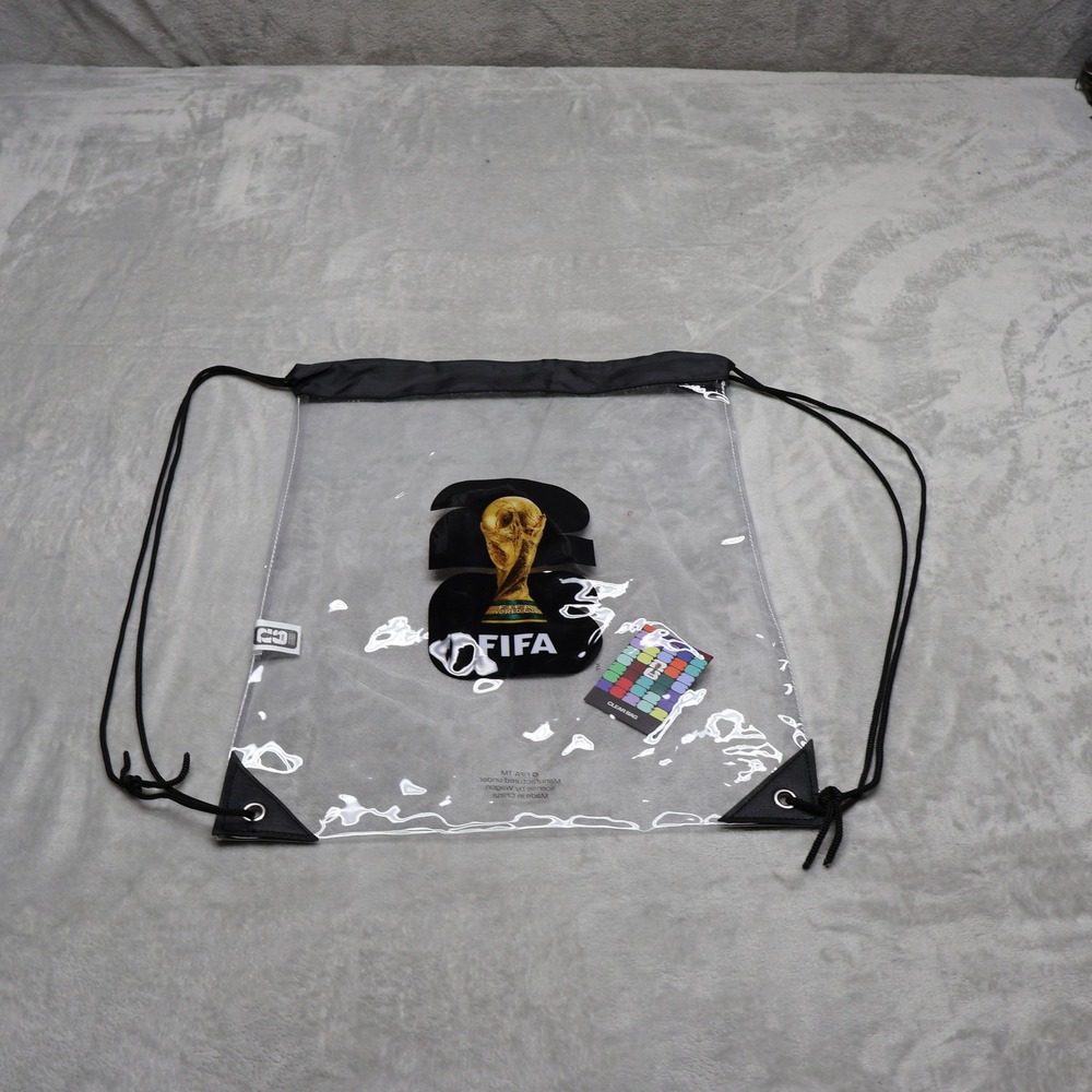 FIFA Drawstring Bag Unisex One Size Black Clear World Cup Trophy Graphic NEW